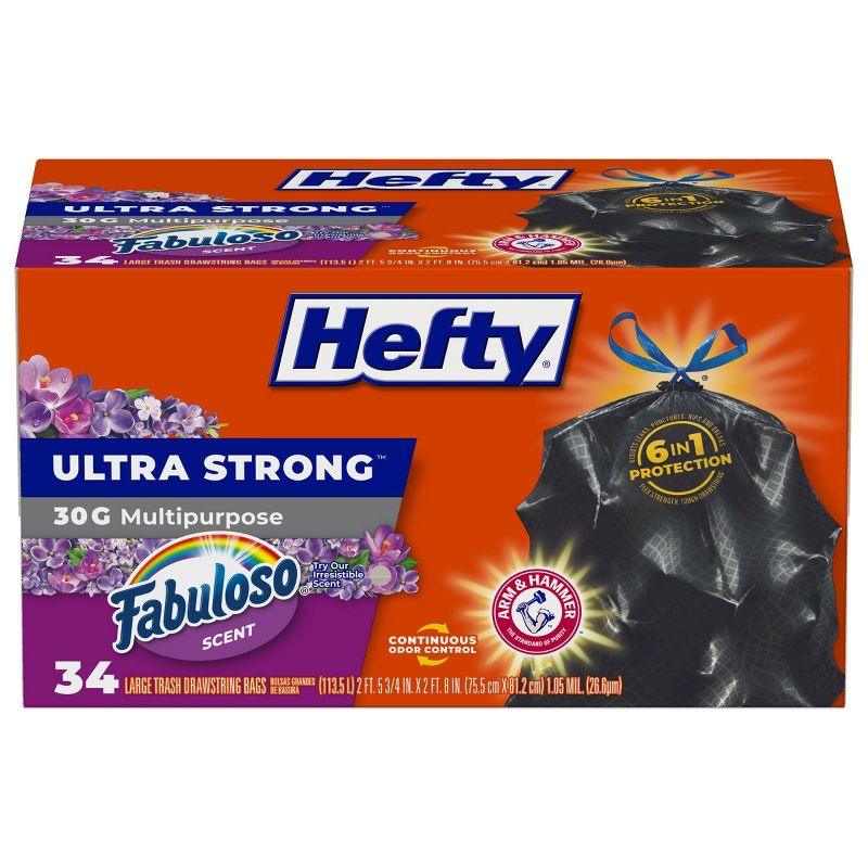 Hefty Ultra Strong Fabuloso 30gal Trash Bags - 34ct