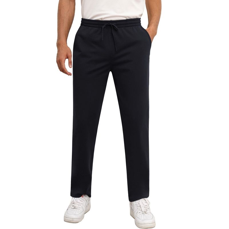 Coolmee Men's Straight Sweatpants with Pockets Casual Athletic Pants for Workout Running Black S