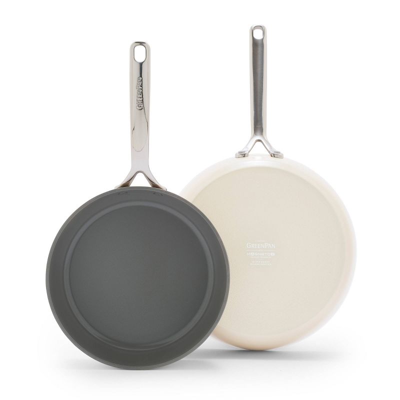 GreenPan GP5 Hard Anodized Healthy Ceramic Nonstick 2pc 9.5" and 11" Frypan Set PFAS-Free - Cloud Cream