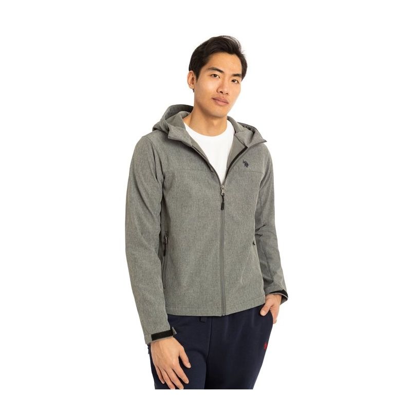 U.S. Polo Assn. Men’s Hooded Softshell Jacket Heather Gray Large