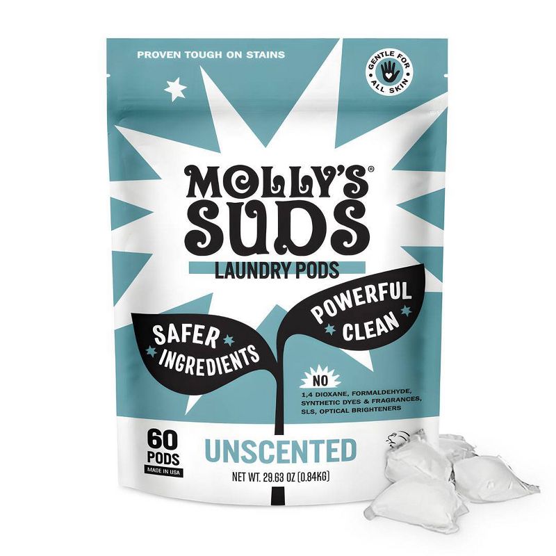 Molly's Suds Unscented HE Deep Cleaning Laundry Detergent Pods 60 Pacs - 29.63oz