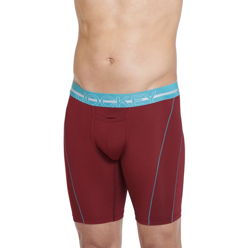Jockey Sport Men's Silver Microfiber 9" Long Leg Boxer Brief S Berry Bloom