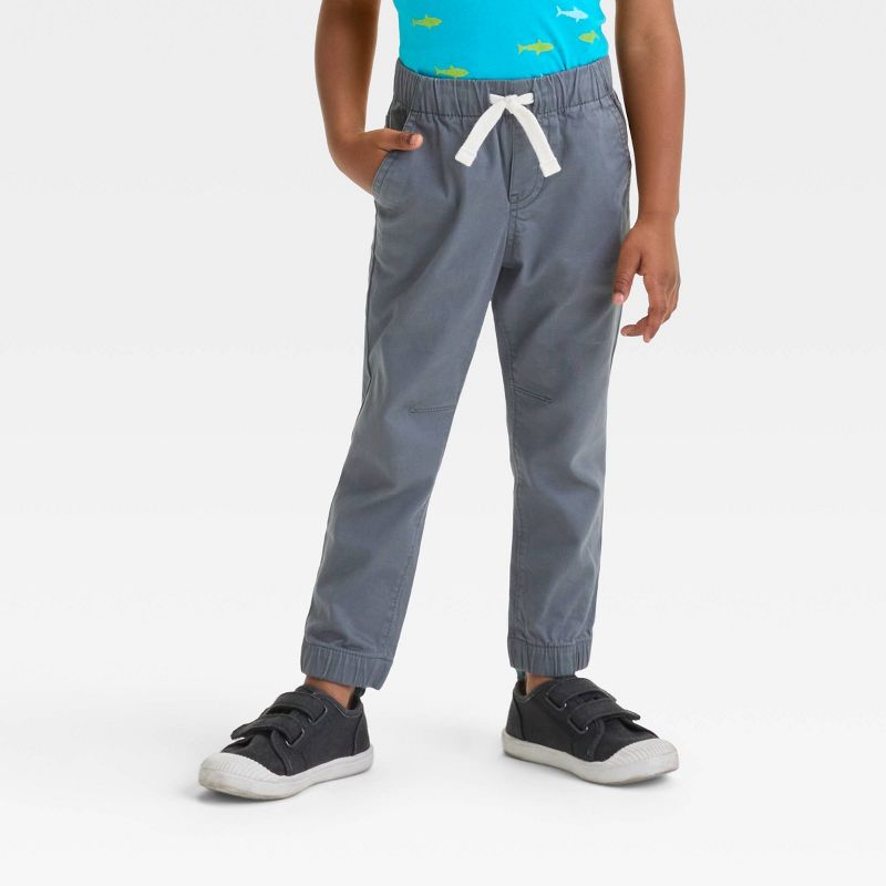 Toddler Boys' Woven Jogger Pants - Cat & Jack™ Gray 5T: Cotton Spandex, Elastic Waist, Pockets