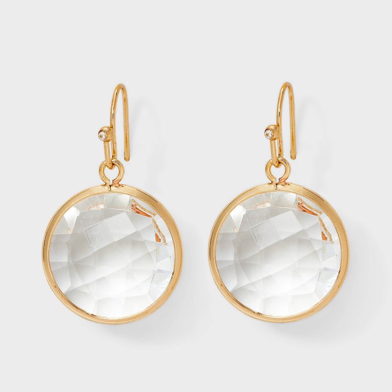 Round Stone Drop Earrings - A New Day™ Gold