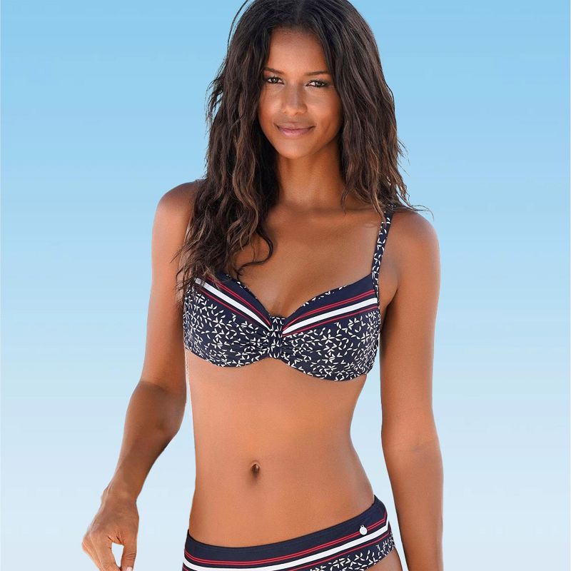 Women's Patterned Underwire Bikini Swimsuit Top Bra Sizing - LASCANA - Multi Print Stripe 40B