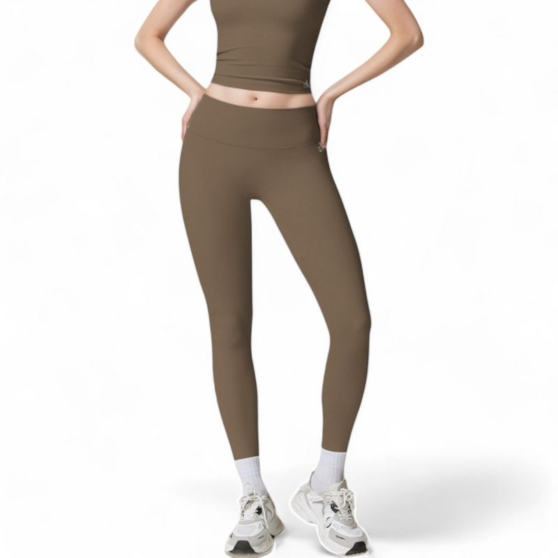 Anna-Kaci Active Women's High Waist Seamless Active Leggings with Elastic Waistband and Comfortable Stretch Fabric - Small, Khaki
