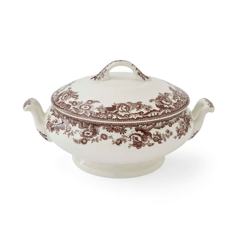 Spode Delamere Vegetable Dish with Cover - British Flowers Porcelain Server with Lid - (12.2" W x 9" D) Dishwasher & Oven Safe