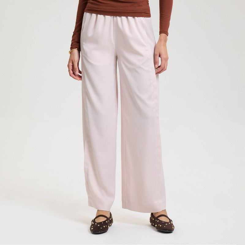Women's Satin Pull-On Pants - A New Day™ Dusty Rose M