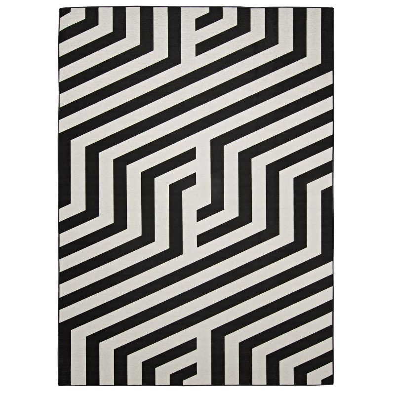 2'x3' Jasile Washable Outdoor Rug Ivory/Black - Linon: Non-Slip, UV Resistant, Pet-Friendly