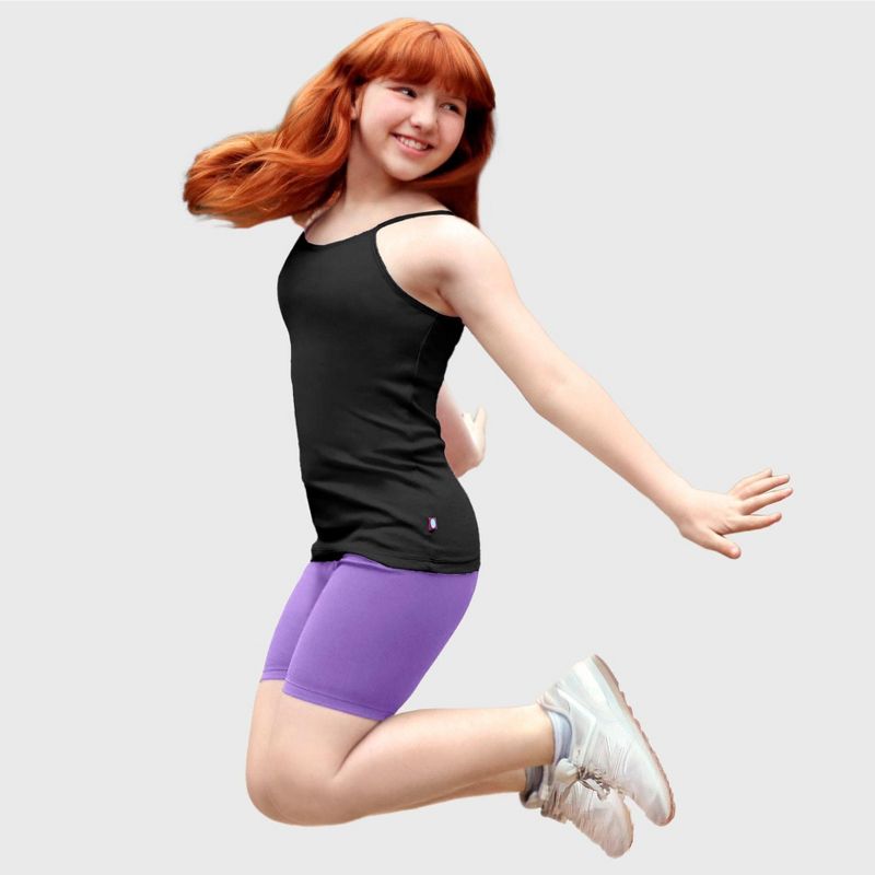 City Threads USA-Made Soft 100% Cotton Girls Long Bike Shorts | Deep Purple - 8Y