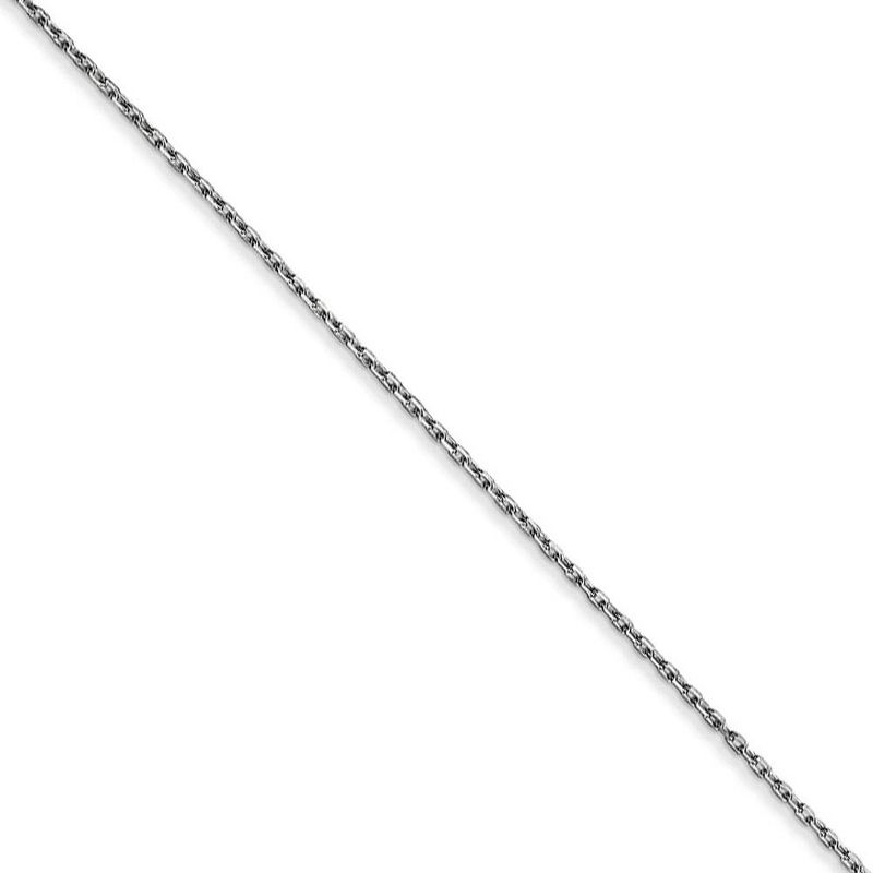 Black Bow Jewelry 0.8mm 14k White Gold Diamond Cut Cable Chain Necklace, 18 Inch