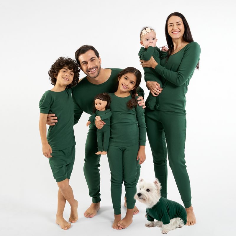 Leveret Mens Two Piece Cotton Matching Family Christmas Pajamas Solid Uniform Green S