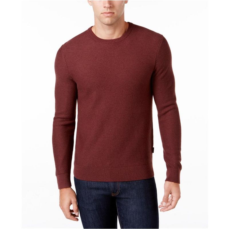 Michael Kors Mens Textured Knit Sweater, burgundy, XX-Large