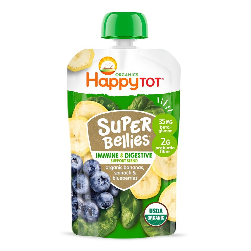 Happy Tot Super Bellies Organic Bananas, Spinach & Blueberries Toddler Pouch - 4oz