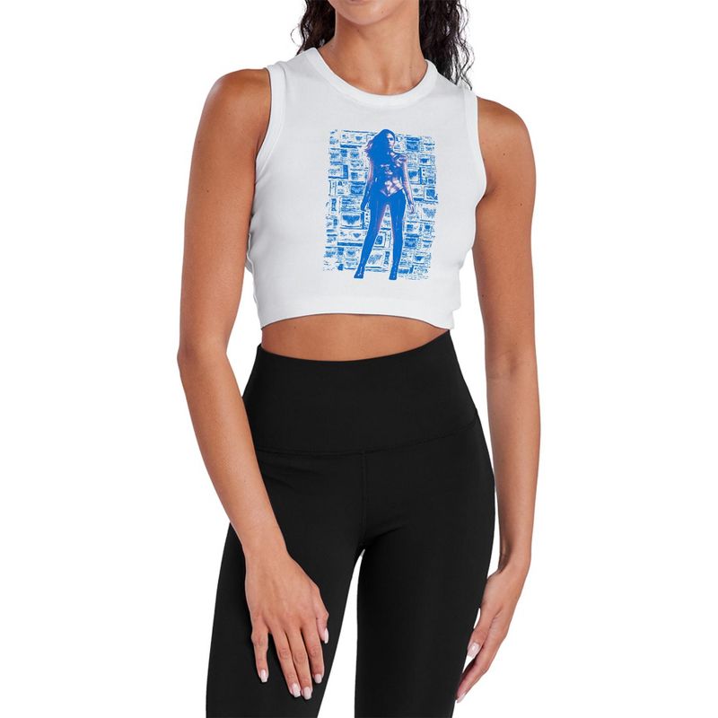 Women's Wonder Woman 84 Televisions Sleeveless Crop Top Tank White X Large
