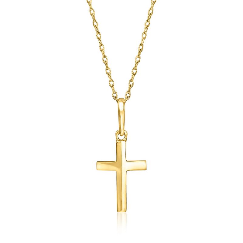 Pure Collection by Ross-Simons 14kt Yellow Gold Modern Cross Pendant Necklace Size 16