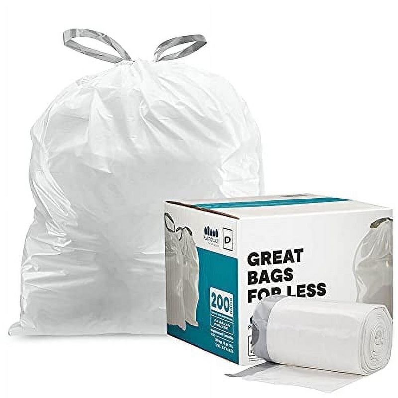 Plasticplace Trash Bags Compatible with simplehuman Code D, 5.2 Gallon / 20 Liter 15.75" x 28" (200 Count)