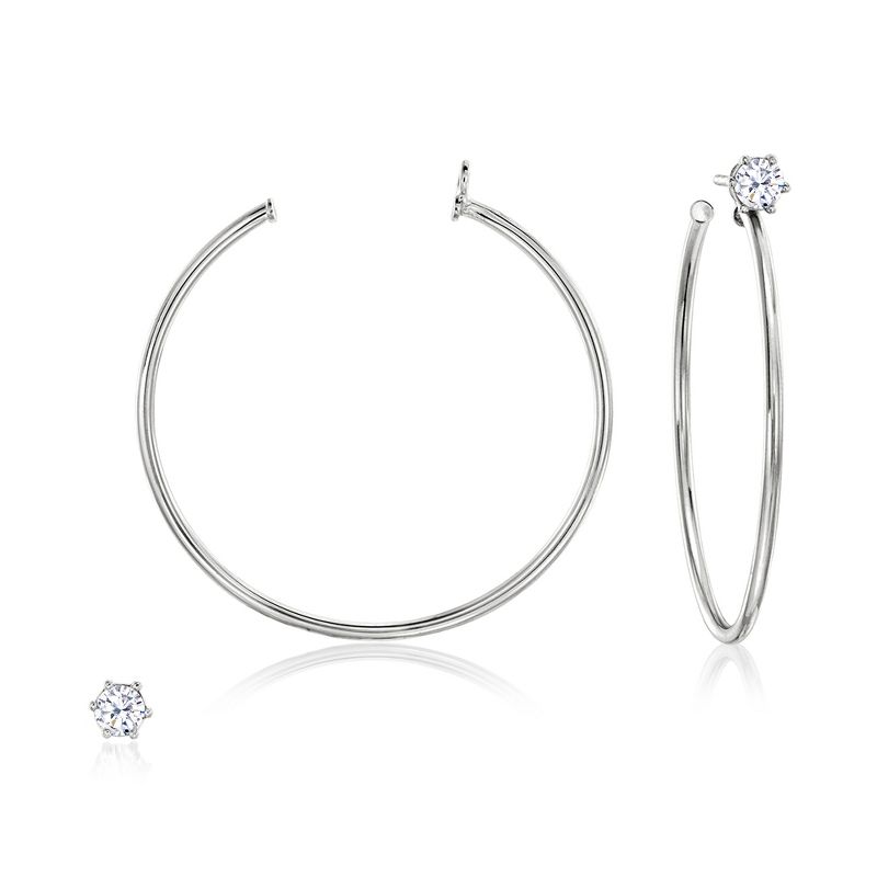Ross-Simons Italian .50 ct. t.w. CZ Jewelry Set: Stud Earrings and Hoop Jackets in Sterling Silver