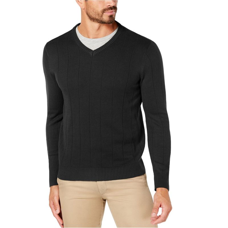 Club Room Mens Textured Pullover Sweater, deepblack, Small