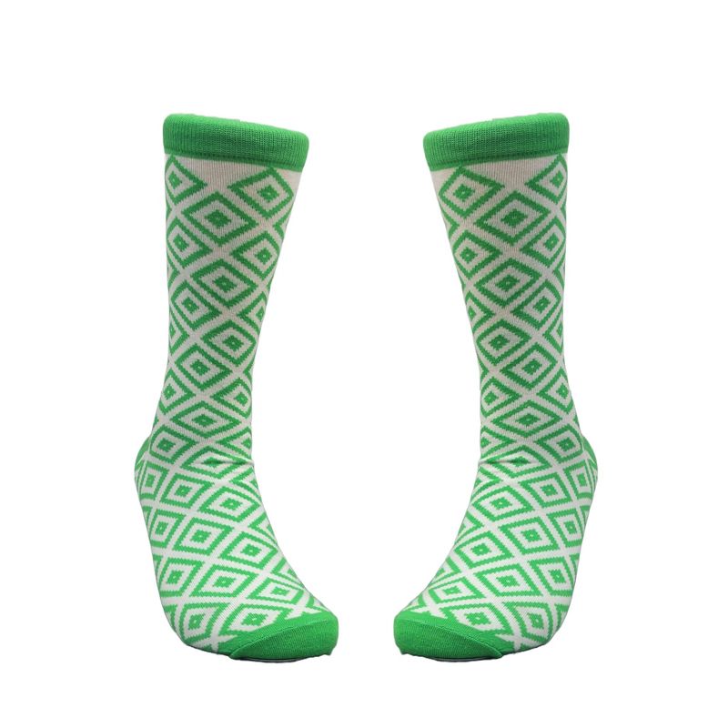 Green Diamond Pattern Socks from the Sock Panda (Men's Sizes, Adult Large)