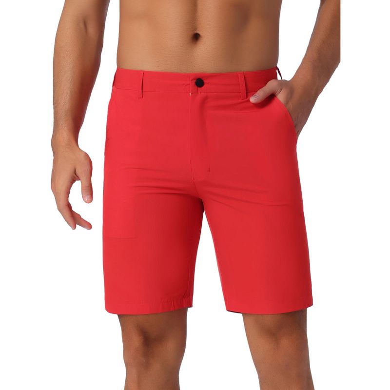 INSPIRE CHIC Men's Summer Casual Lightweight Flat Front Slim Fit Board Shorts Red 34