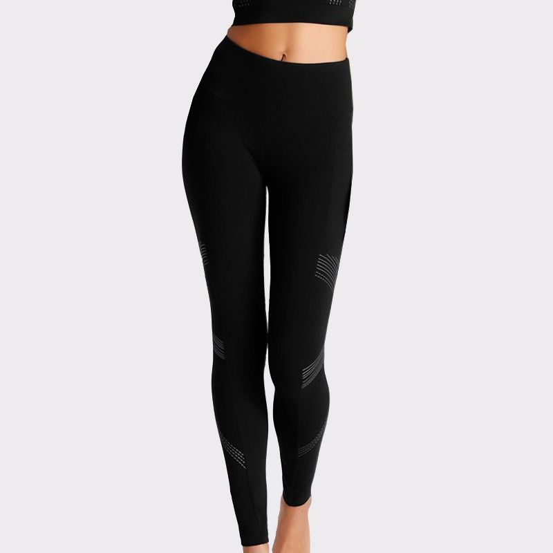 Women's Stripe Detail Active Leggings - LASCANA - Black Abstract 4/6