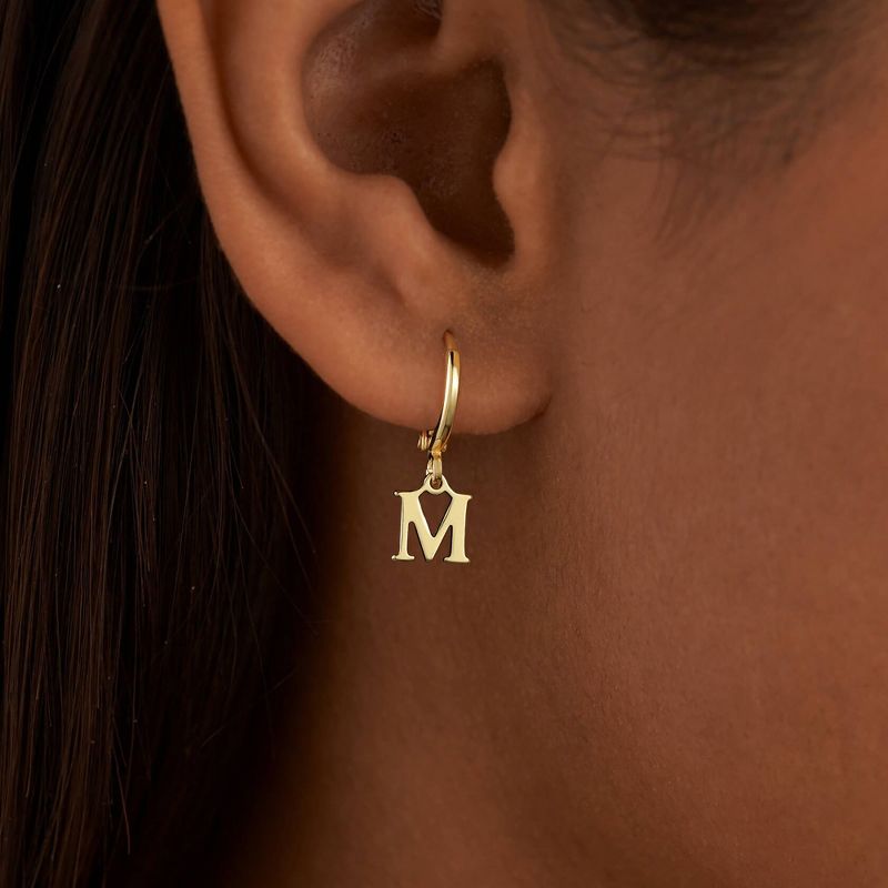 Turandoss 18K Gold Huggie Hoop Earrings for Girls Women - Initial Cartilage Dangle Drop Earring Hypoallergenic, Christmas Gifts, 0.33In Inner, M