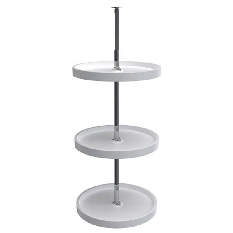 Rev-A-Shelf 18 Inch 3 Tier Full Circle Lazy Susan for H Corner Kitchen Cabinets, Large Plastic Home Storage Rotating Shelves, White, 6013-18-11-526