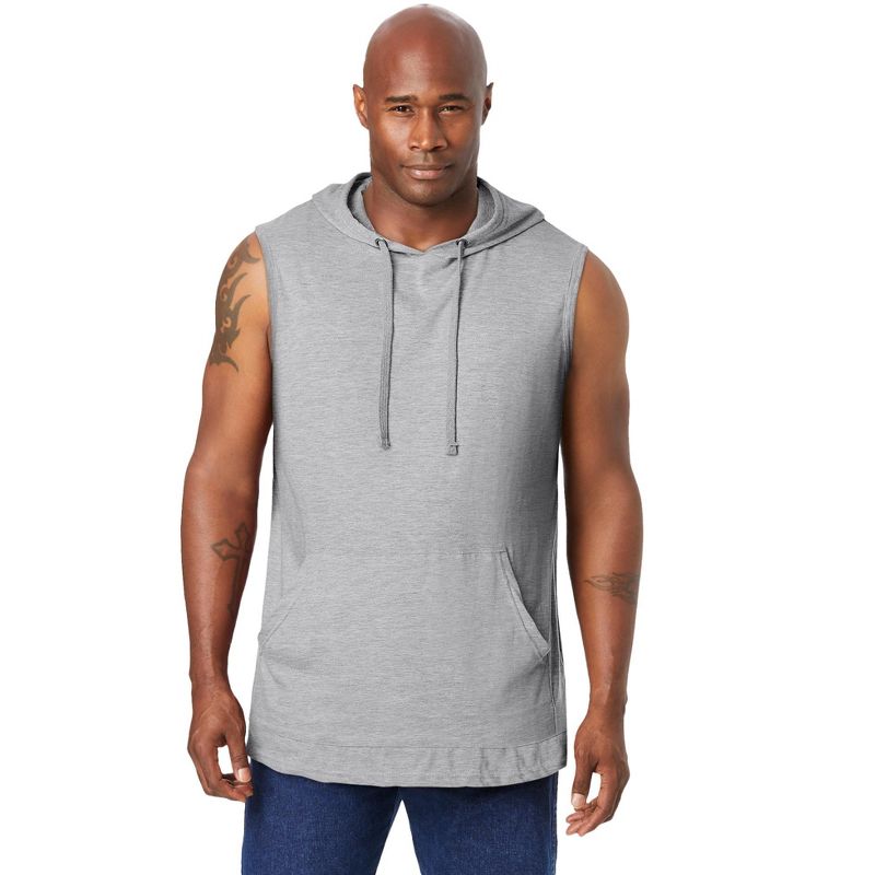 KingSize Lightweight Muscle Hoodie Tee - 2XL, Heather Grey