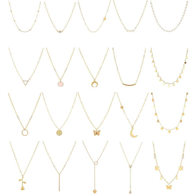 20PCS 14K Gold Choker Set – Layered Coin, Pearl & CZ Pendant Necklaces for Women & Teens