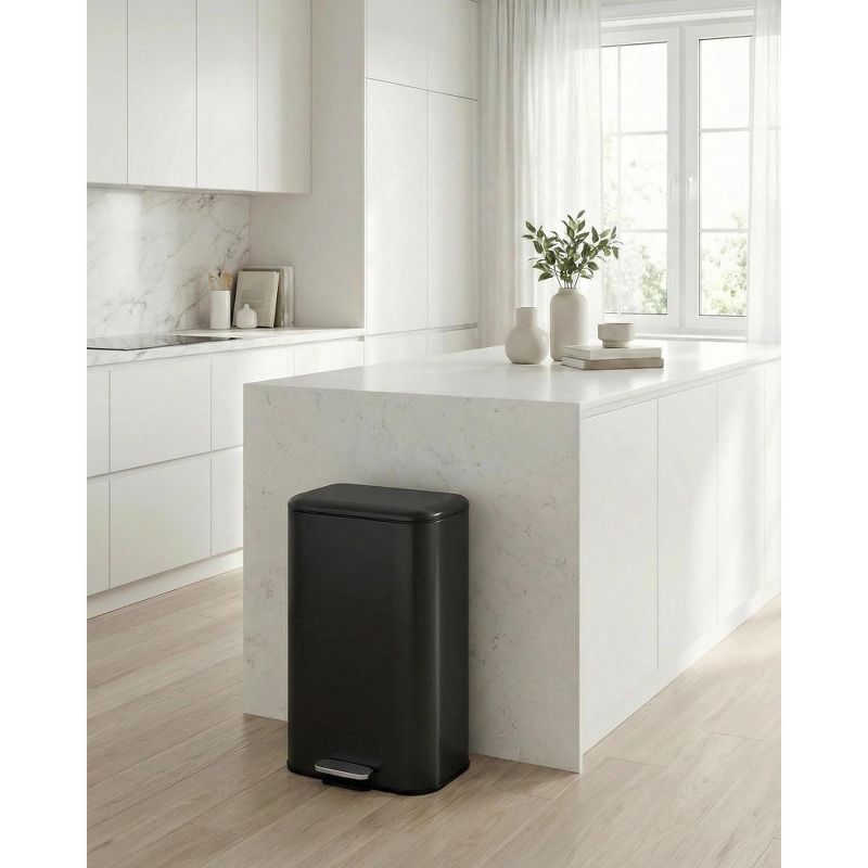 8 gal Kitchen Trash Can, Step Garbage Can with Soft-Close Lid, Stainless Steel Recycling Bin for Living Room, Office