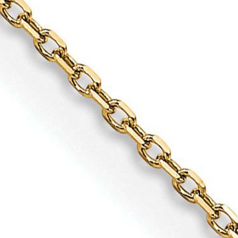 Black Bow Jewelry 0.8mm 14K Yellow Gold Solid Diamond Cut Rolo Chain Necklace, 20 Inch