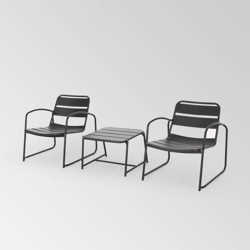Cowan 3pc Iron Modern Chat Set Black