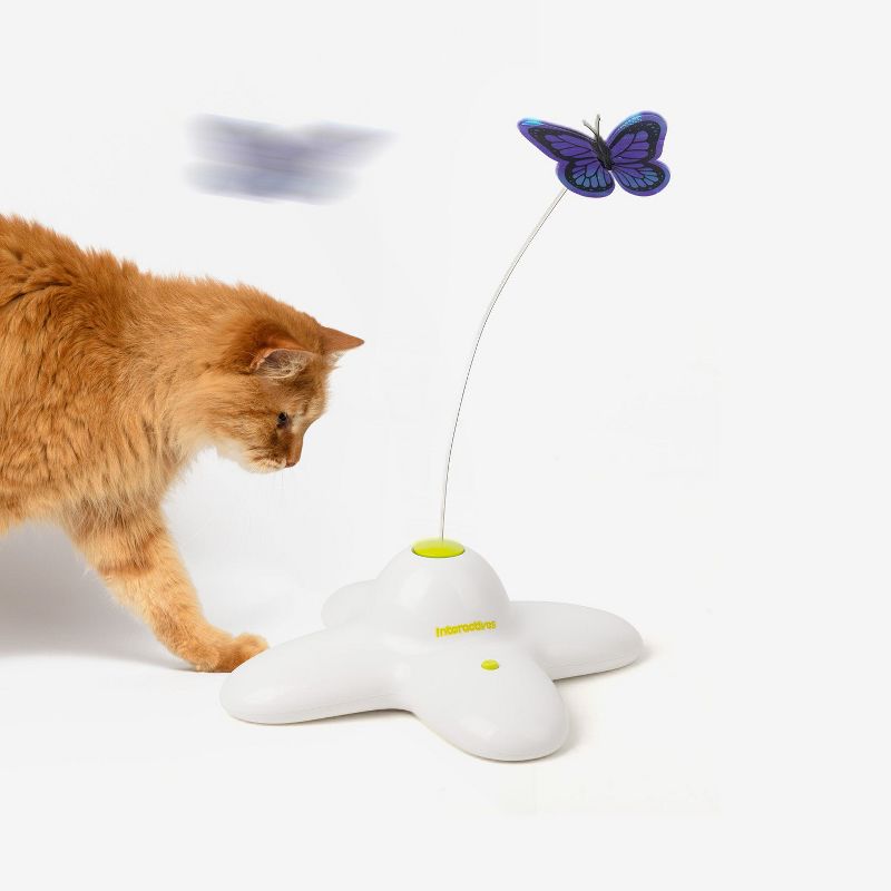 Allforpaws Interactive Cat Toys Butterfly Flutter Toys, Indoor Automatic Cat Toy for Enrichment, White