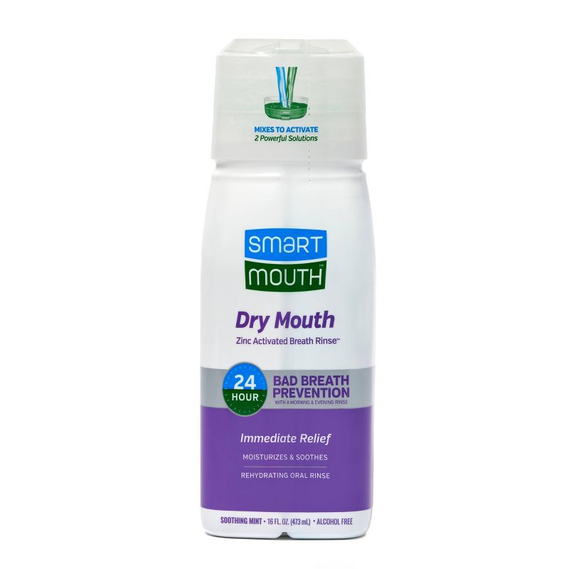 SmartMouth Dry Mouth Mouthwash Re-hydrating Oral Rinse for Dry Mouth and Bad Breath - Mint Flavor - 16 fl oz
