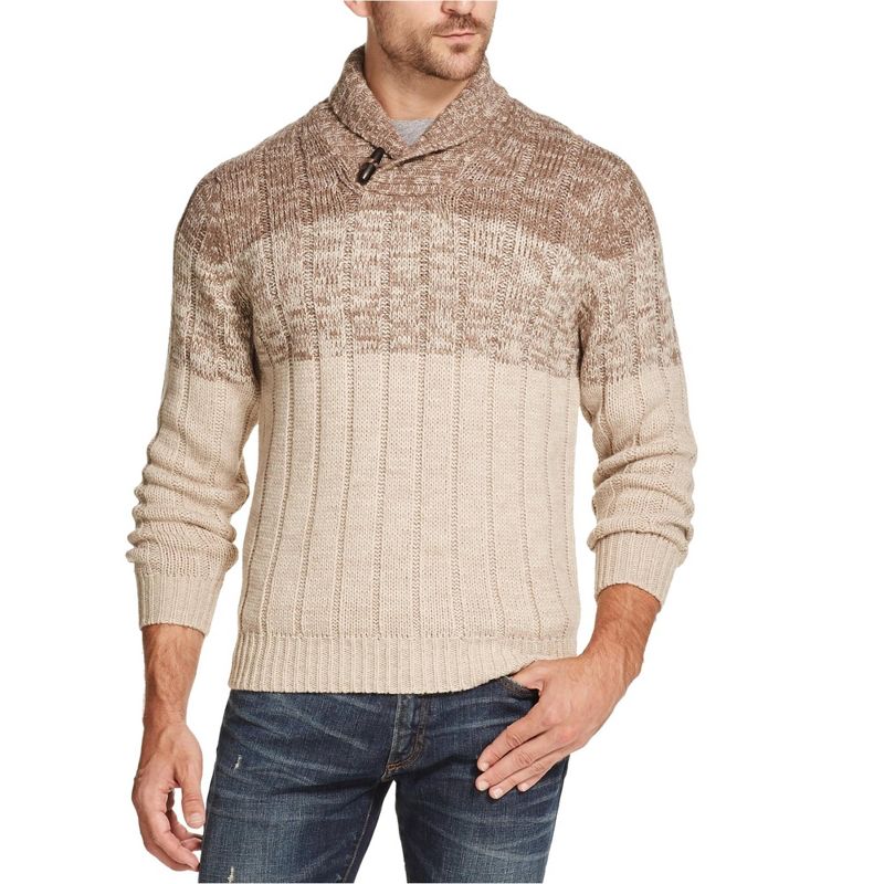 Weatherproof Mens Ombre Shawl Sweater, cocoaheather, Medium