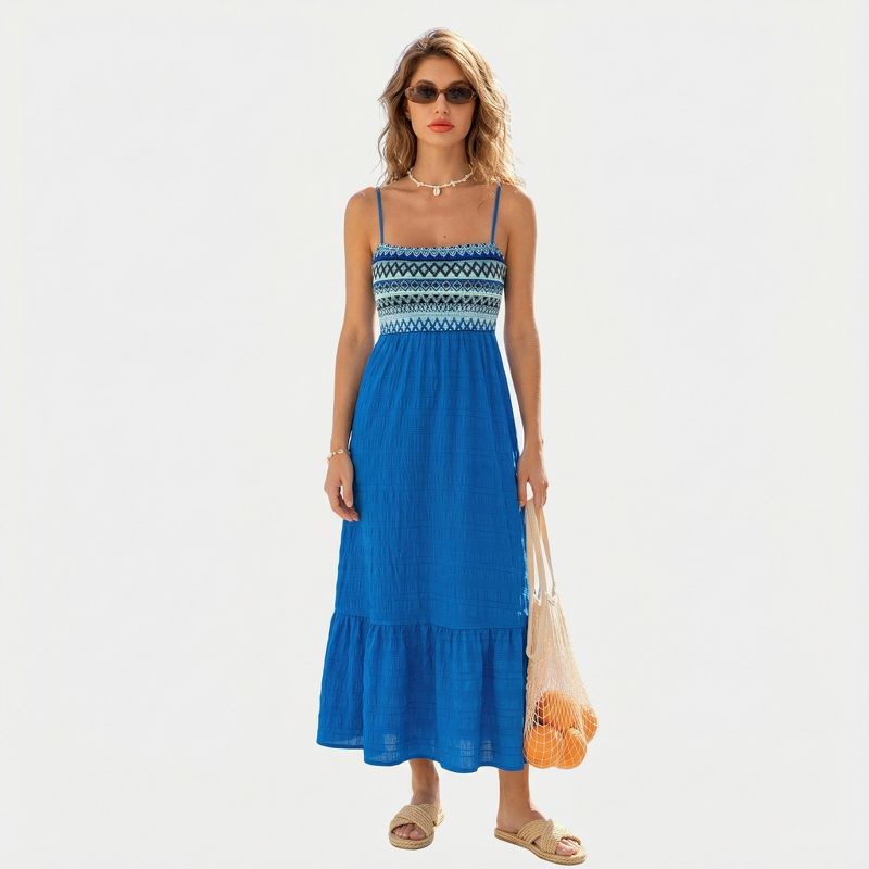 Women's Seaside Stitch Blue Maxi Dress - Cupshe-M-Blue