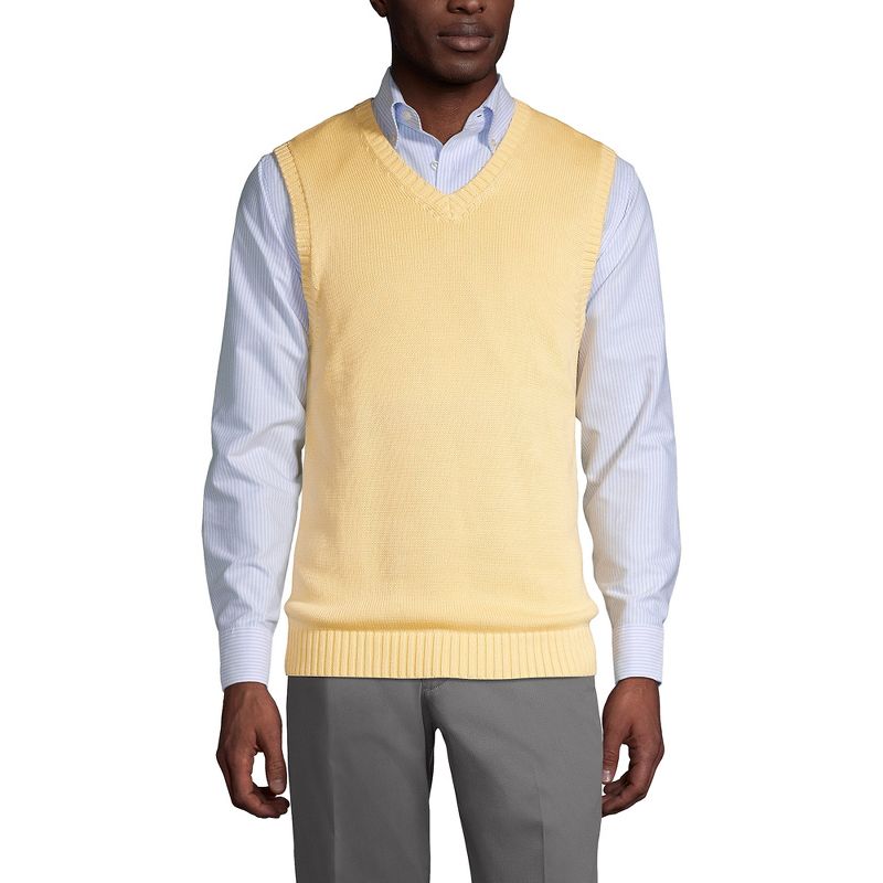 Lands' End Men's Cotton Modal Sweater Vest - Small - Maize