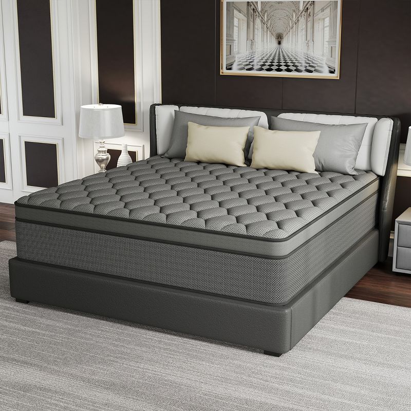CHEVNI 12 Inch Full Size Mattress in a box Hybrid Spring Memory Foam Medium Firm Gray - Gray