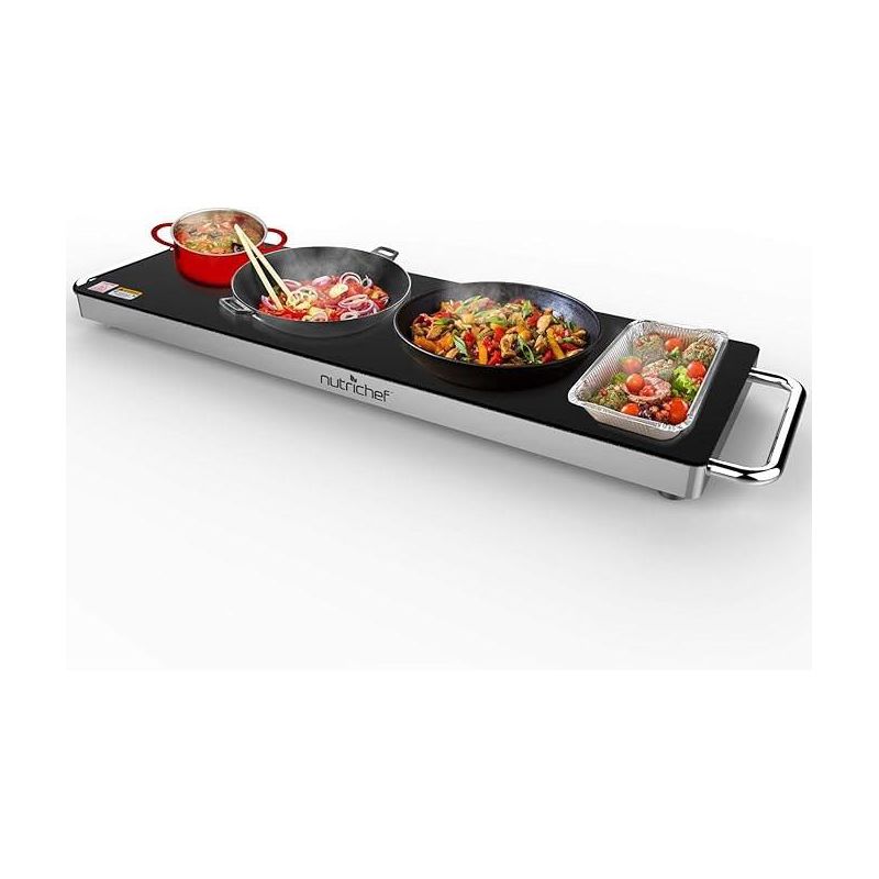 NutriChef Portable Electric Food Hot Plate-Stainless Steel Warming Tray&Dish Warmer