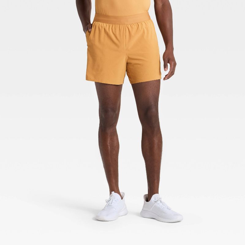 Men's Active Light Brief Lined Run Shorts 5" - All In Motion™ Brown L