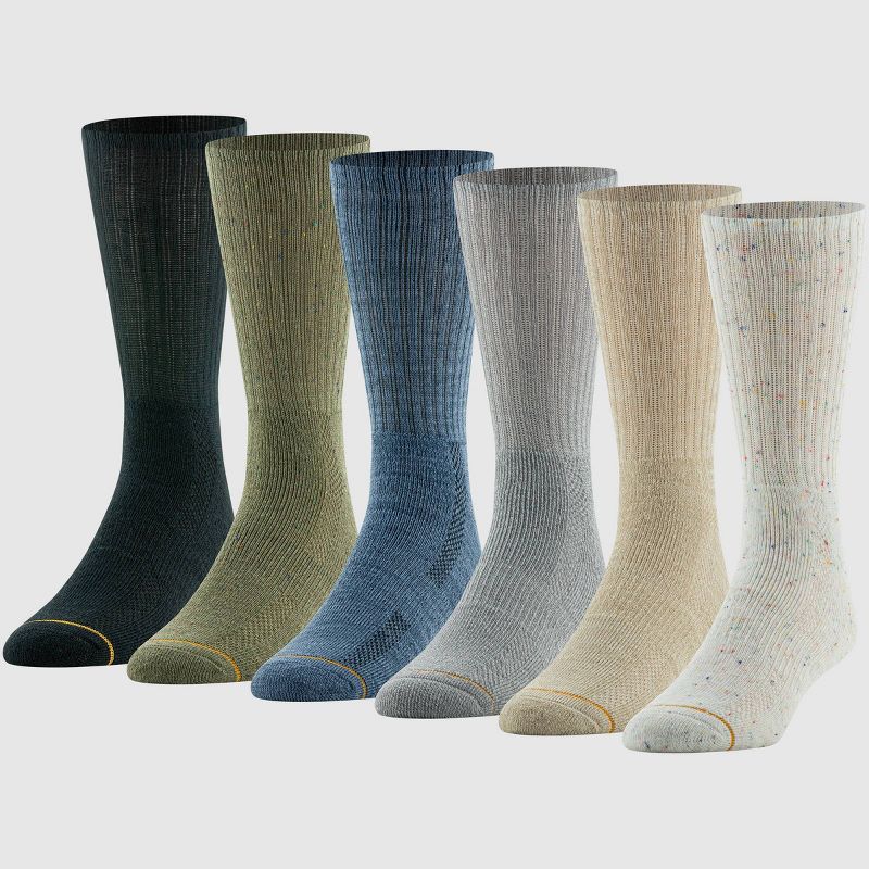 Goldtoe Signature Collection Men's Casual Crew Socks 6pk - Blue Denim/White 6-12.5