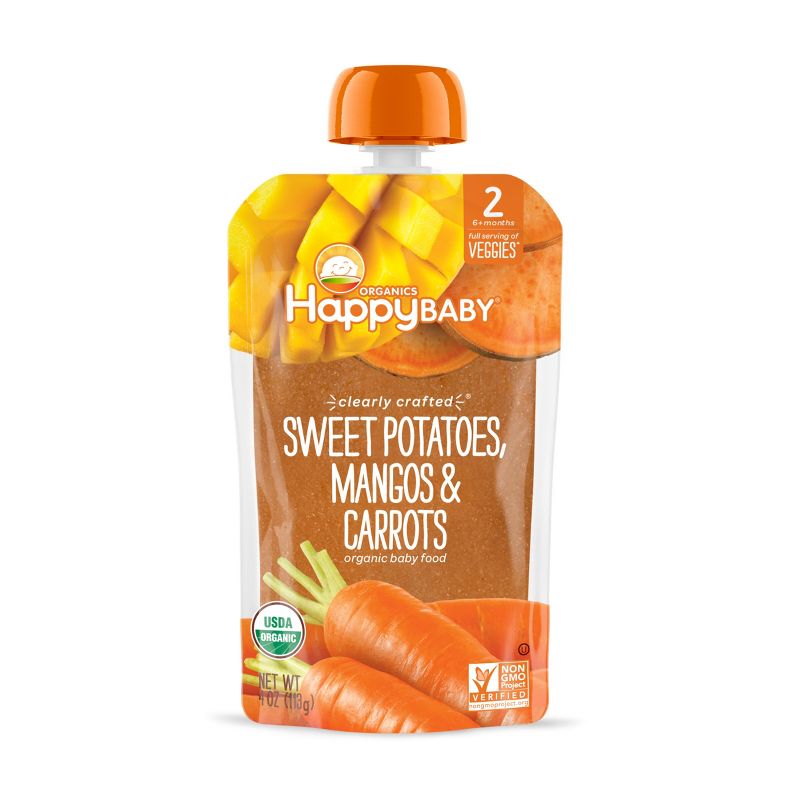 Happy Baby Organic Sweet Potatoes, Mangos & Carrots Baby Food Pouch - 4oz