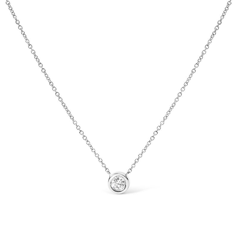 Haus of Brilliance 10K Gold 1/10 Cttw Diamond Modern Bezel-Set Solitaire Pendant Necklace - White 0.1