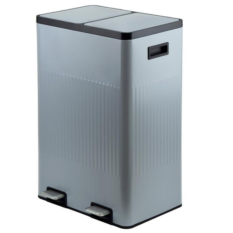 Jiallo 60L (30LX2) Powder coating 2 compartments 2 compartments garbage and recycling bins with soft-close lids in grey color