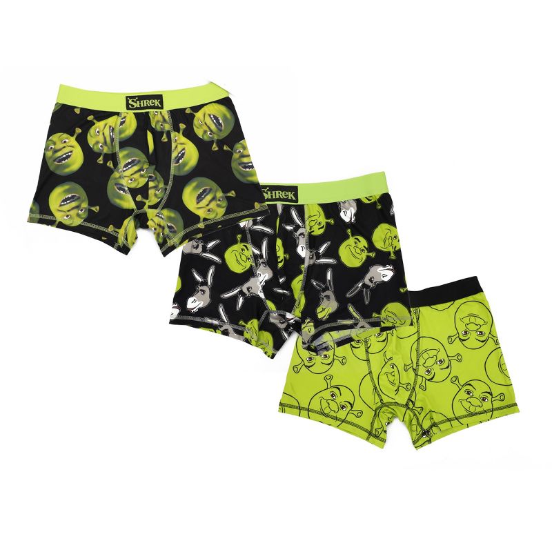 Shrek Donkey & Shrek Character Print Men's 3-pack Boxer Briefs-Large