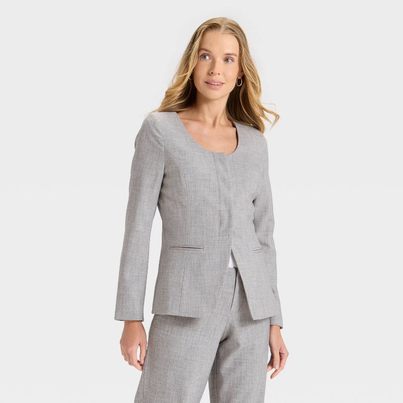 Women's Collarless Blazer - A New Day™ Gray S