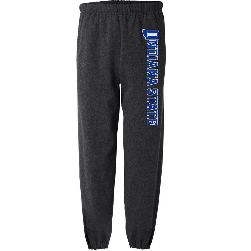 Men's Campus Lab Indiana State University Official Collegiate Team Logo Jogger Sweatpants Charcoal Heather Medium