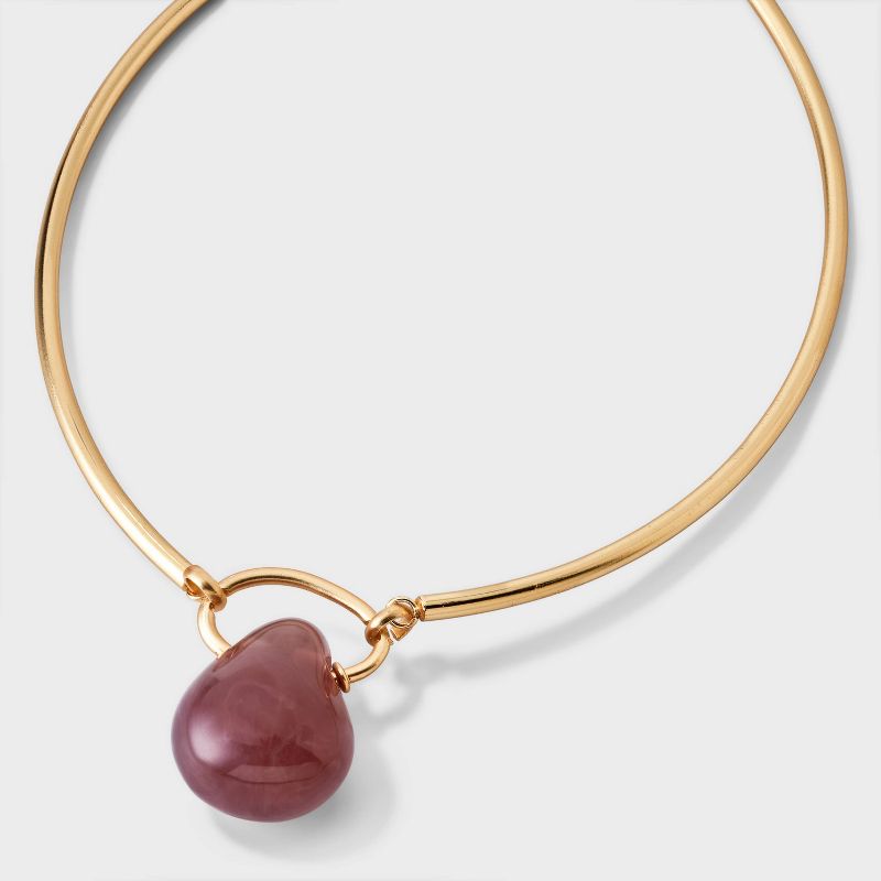 Collar Necklace with Hinged Pendant - A New Day™ Pink