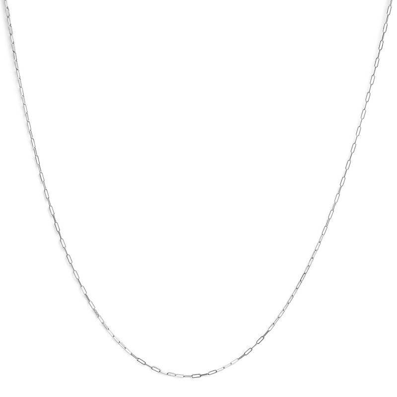 Unisex Solid 14K Gold 1.5mm Paperclip Chain Necklace - White 18